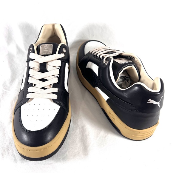 PUMA X MCM Slipstreram Low Court Black & White Leather Sneakers Made in Italy - Picture 1 of 17